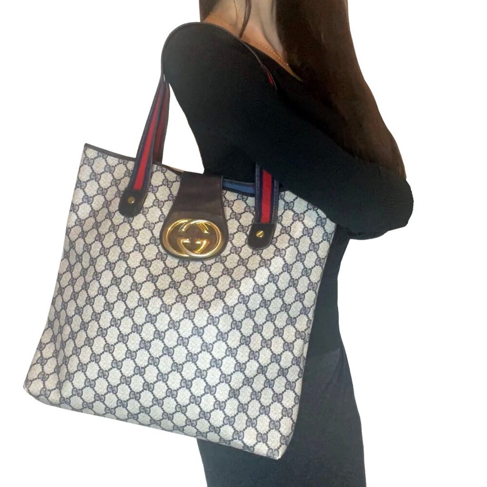 Authentic Gucci GG Marmont Sherry Large Tote Canvas Ophidia Shoulder Bag Handbag - Picture 1 of 9